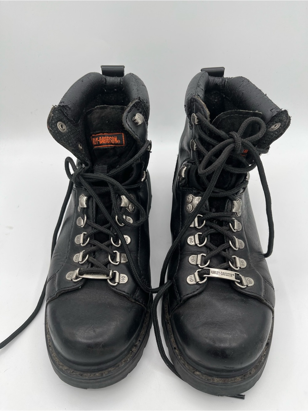 Harley-Davidson Black Boots with Orange Logo Patch